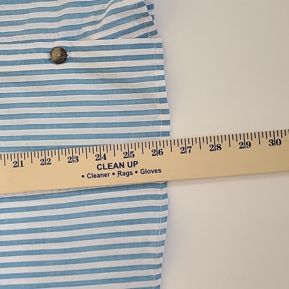 CATO Women's Blue & White Striped Button Up Blouse Puff Sleeves - Size Large NWT - Picture 13 of 13
